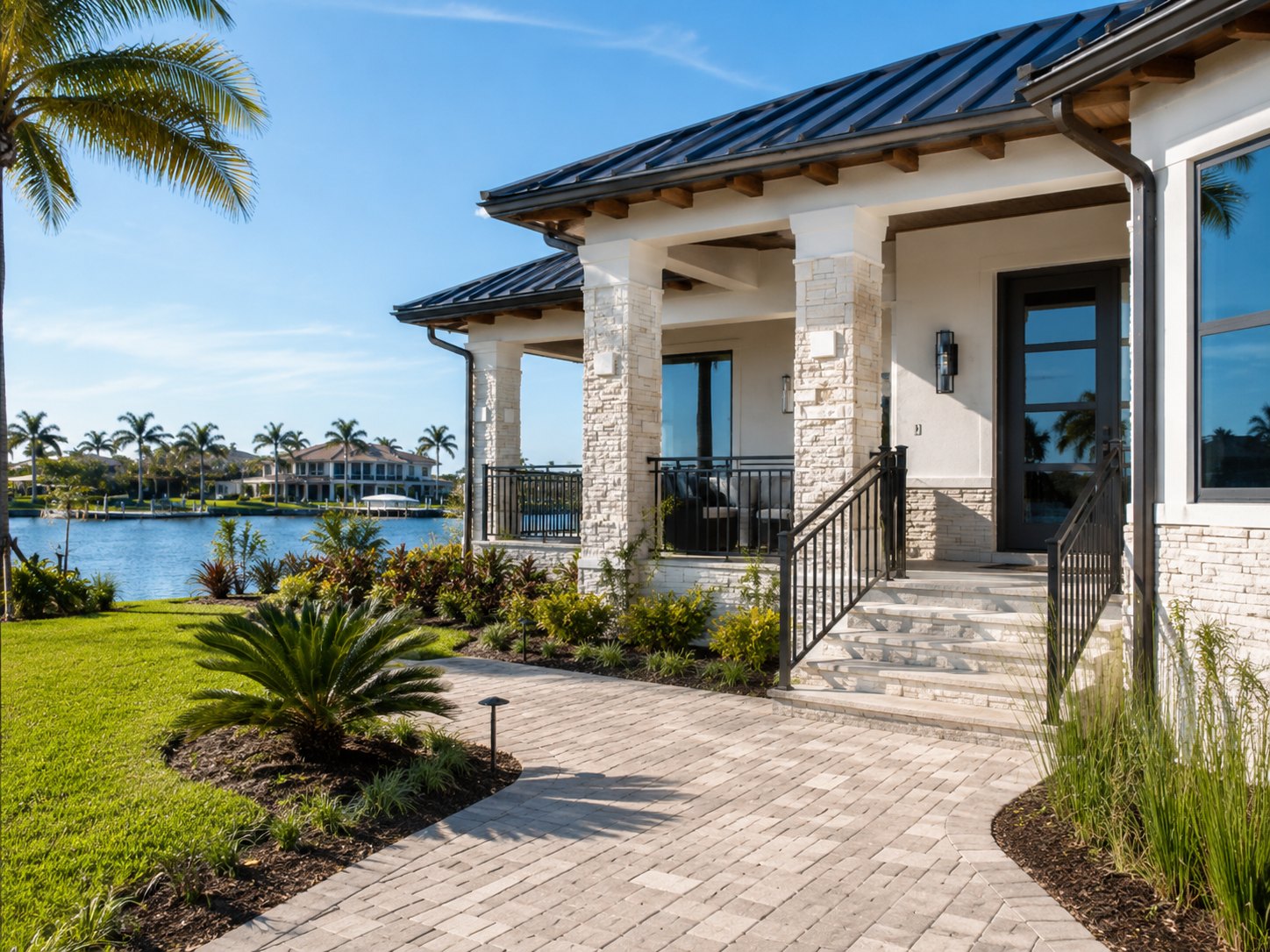 Exterior home improvements and paver walkway